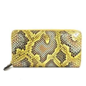 Gucci GG Marmont zip around wallet yellow python leather
